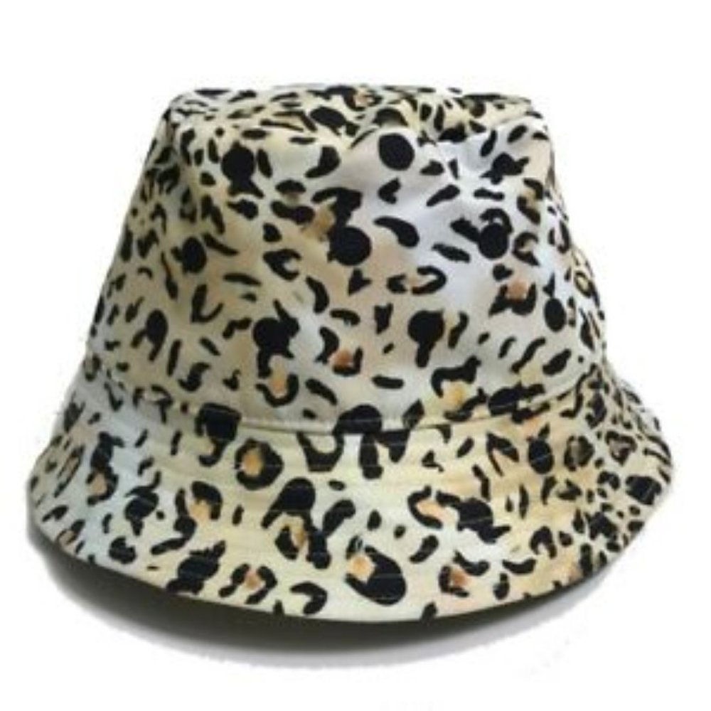 CELINE Gregory Edwards Leopard Bucket hat hat hat cotton Yellow Beige